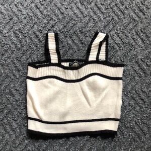 SHEIN Black and Cream Striped Tank Top